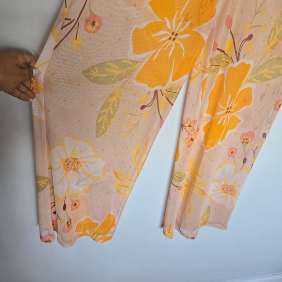 Shore Life Sheer Mesh Floral Coverup Pants Women's 1X Retro Tropical Hawaiian - Picture 3 of 13